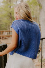 Load image into Gallery viewer, Sky Blue Flag Graphic Short Sleeve Sweater Top