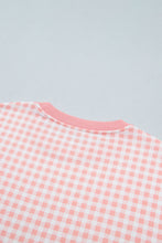 Load image into Gallery viewer, Red Color Block Plaid Patchwork Long Sleeve Pullover Wide Leg Pant Set