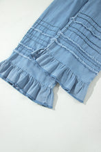 Load image into Gallery viewer, Dusk Blue Ruffled Hem Wide Leg Chambray Pants