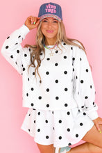 Load image into Gallery viewer, Red Polka Dot Raw Hem Relaxed Pullover Loose Skort Two Piece Set