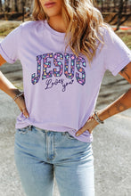 Load image into Gallery viewer, Orchid Petal Christian Floral Letter Graphic Round Neck T Shirt
