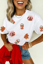 Load image into Gallery viewer, White Sequined Pumpkin Fall Graphic Casual Shift T Shirt
