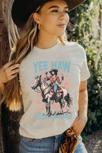 Load image into Gallery viewer, White YEE HAW State of  mind Cowgirl Graphic Western Fashion Tee