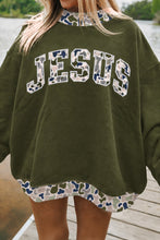 Load image into Gallery viewer, Coffee Western Contrast Detail Letter Graphic Baggy Sweatshirt