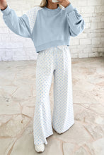 Load image into Gallery viewer, Khaki Polka Dot Patchwork Colorblock Long Sleeve Casual Two Piece Pants Set