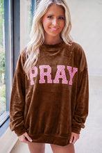 Load image into Gallery viewer, Burgundy Christmas Velvet Graphic Print Long Sleeve Sweatshirt