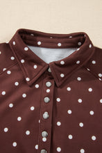 Load image into Gallery viewer, Pink Polka Dot Print Metal Button Collar Casual Pullover Sweatshirt