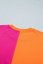Load image into Gallery viewer, Rose Red Colorblock Gingham Sleeve Crewneck Sweatshirt
