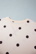 Load image into Gallery viewer, Beige Round Neck Long Sleeve Polka Dot Plus Size Top