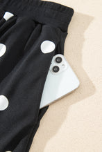 Load image into Gallery viewer, Red Polka Dot Raw Hem Relaxed Pullover Loose Skort Two Piece Set