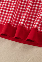 Load image into Gallery viewer, Red Color Block Plaid Patchwork Long Sleeve Pullover Wide Leg Pant Set