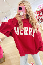 Load image into Gallery viewer, Gray MERRY Embroidered Letter High Neck Tunic Pullover Sweatshirt