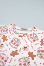 Load image into Gallery viewer, Pink Abstract Christmas Print Long Sleeve Two Piece Lounge Set