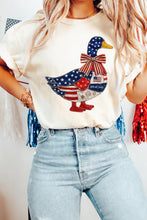 Load image into Gallery viewer, White Patriotic Patchwork Print Duck Graphic Tee