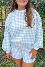 Load image into Gallery viewer, Yellow Gingham Loose Pullover Top Drawstring Shorts Plus Size Set