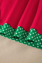 Load image into Gallery viewer, Red Colorblock Polka Dot Contrast Trim Oversized Sweatshirt