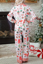 Load image into Gallery viewer, White Striped Holiday Long Sleeve Two Piece Shift Home Wear Lounge Set