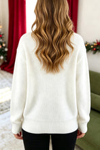 Load image into Gallery viewer, White Christmas Wreath Pattern Round Neck Casual Sweater