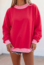 Load image into Gallery viewer, Red Colorblock Polka Dot Contrast Trim Oversized Sweatshirt