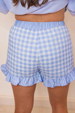 Load image into Gallery viewer, Pink Gingham Print Ruffle Striped Detail Lace Tie Shorts