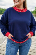 Load image into Gallery viewer, Orange Polka Dot Patchwork Round Neck Plus Size Sweatshirt