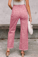 Load image into Gallery viewer, Brown Leopard Frayed Edge Wide Leg High Waist Jeans