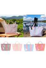 Load image into Gallery viewer, Pink Glossy Striped Vinyl Large Tote Bag