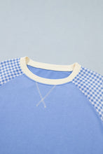 Load image into Gallery viewer, Beige Plaid Sleeve Colorblock Raglan Pullover Sweatshirt