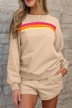 Load image into Gallery viewer, Bonbon Striped Accent Pullover and Shorts Two Piece Casual Set