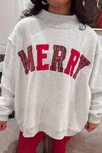 Load image into Gallery viewer, Light Grey MERRY Embroidered Letter High Neck Tunic Pullover Sweatshirt
