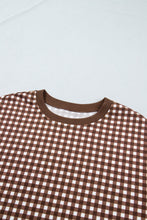 Load image into Gallery viewer, Red Color Block Plaid Patchwork Long Sleeve Pullover Wide Leg Pant Set