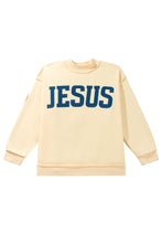 Load image into Gallery viewer, Yellow Jesus Slogan Stand Neck Long Sleeve Oversized Tunic Plus Size Sweatshirt