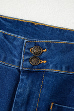 Load image into Gallery viewer, Sail Blue Hardware Decor Patched Pockets Wide Leg Denim Pants