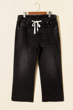 Load image into Gallery viewer, Dark Blue Acid Wash Contrast Lace-up Plus Size Jeans