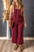 Load image into Gallery viewer, Brown Solid Color Corduroy Wide Leg Bib Overalls