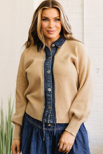 Load image into Gallery viewer, Color black Drop Shoulder Placket Paneling Shirt Collar Long Sleeve Cardigan