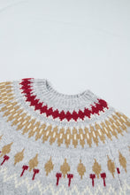 Load image into Gallery viewer, Gray Geometric Detail Round Neck Winter Sweater