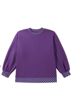 Load image into Gallery viewer, Tillandsia Purple Polka Dot Patchwork Round Neck Plus Size Sweatshirt