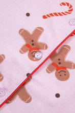 Load image into Gallery viewer, Pink Short Sleeve Placket Shell Button Elastic Waist Lounge Set