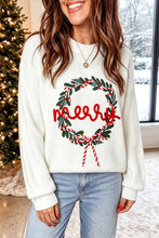 Load image into Gallery viewer, White Christmas Wreath Pattern Round Neck Casual Sweater