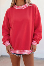 Load image into Gallery viewer, Red Colorblock Polka Dot Contrast Trim Oversized Sweatshirt