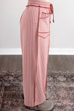 Load image into Gallery viewer, Green Plaid Contrast Trim Drawstring Elastic Waist Shift Pants