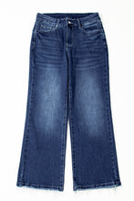 Load image into Gallery viewer, Sail Blue Mineral Wash Raw Hem High Waist Flared Jeans