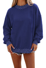 Load image into Gallery viewer, Dark Blue Colorblock Polka Dot Contrast Trim Oversized Sweatshirt
