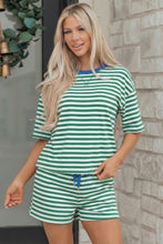Load image into Gallery viewer, Rose Stripe Drop Shoulder Boxy Casual Terry Short Set