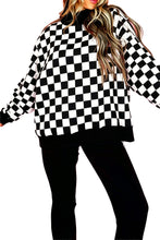 Load image into Gallery viewer, Red Checkered Print High Neck Baggy Sweatshirt