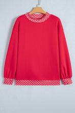 Load image into Gallery viewer, Red Colorblock Polka Dot Contrast Trim Oversized Sweatshirt