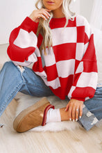 Load image into Gallery viewer, Black Checkered Bishop Sleeve Sweater