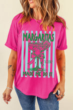 Load image into Gallery viewer, Rose Red Margaritas Made Me Do It Striped Graphic Beach Vacation Tee