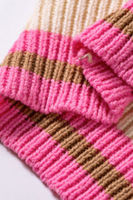 Load image into Gallery viewer, Pink Stripe Striped Colorblock Texture Drop Shoulder Sweater